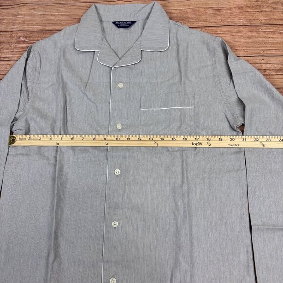 Mens Bonsoir London 100% Cotton Gray Pajama Set With White Piping - Picture 4 of 16